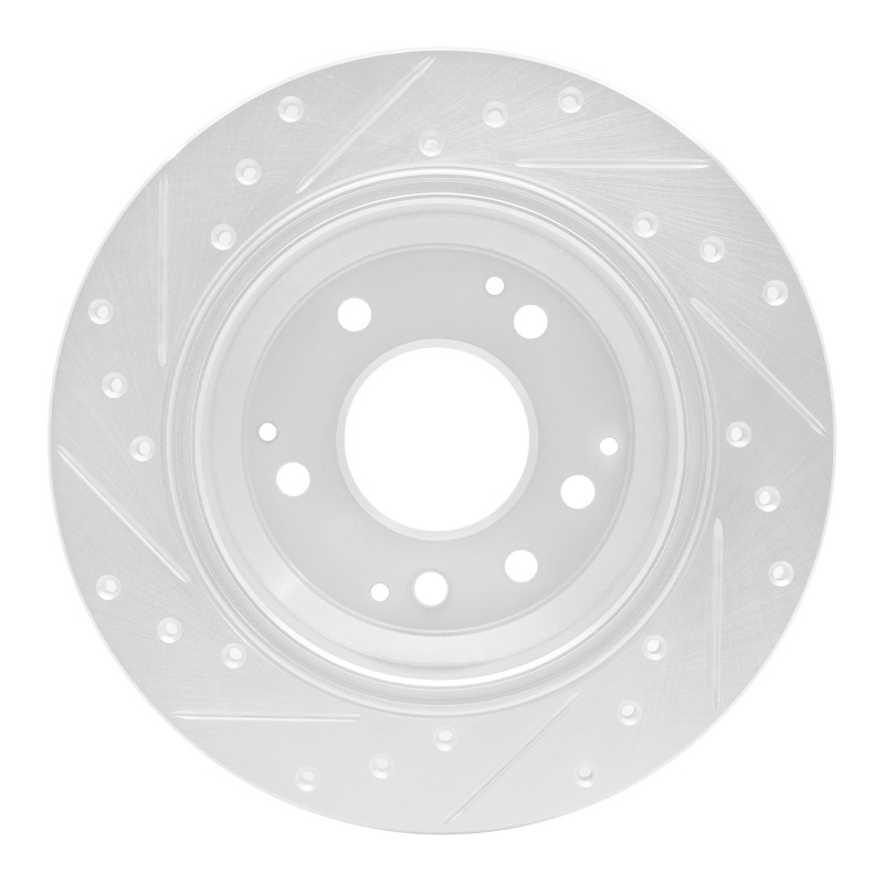 Acura RL Brake Rotor (1) - Rear Right - R1 Concepts - Drilled & Slotted - Silver - `99-`01